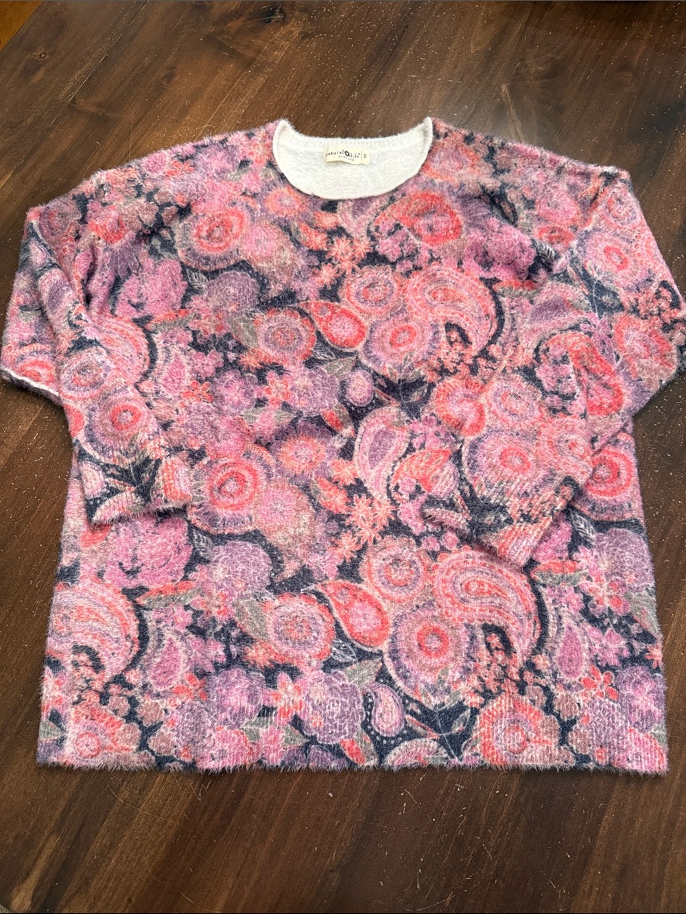 Natural Life Floral Pink Pattern Crewneck Sweater